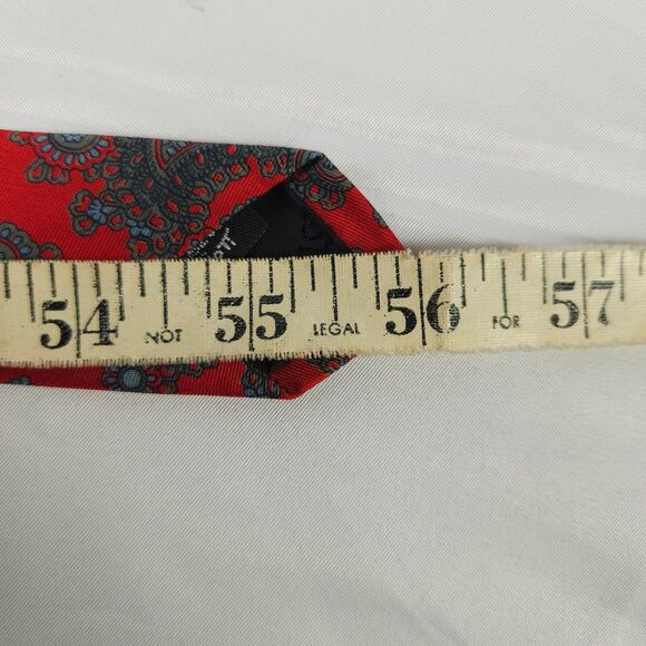 Robert Talbott Red Paisley Slim Short Silk Tie 3" x 56" Made in the USA - Picture 6 of 6